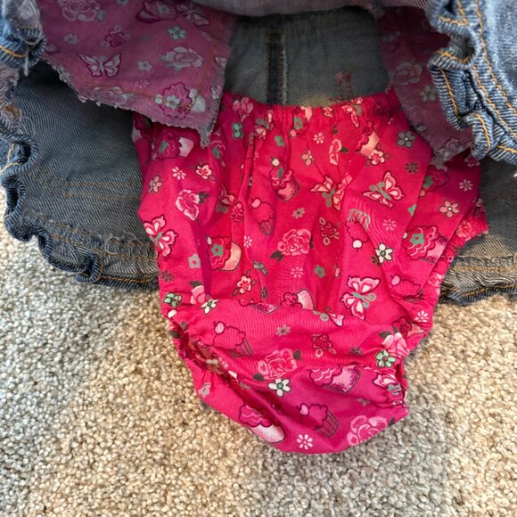 The Children’s Place Denim Dress Floral Butterfly Details 6-9M Girls Baby NEW - Picture 6 of 8